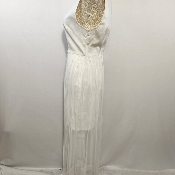 AX Paris Women's White Size10 Sleeveless Chiffon Panel Zip Back Mini Dress Party - Picture 8 of 14